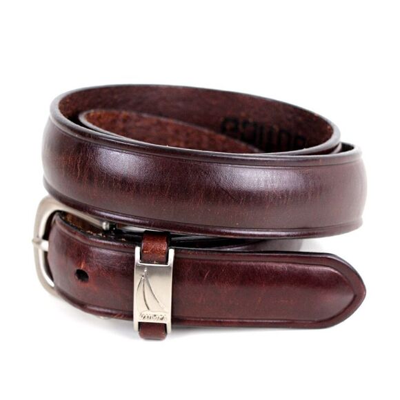 Nautica BROWN GENUINE LEATHER 1"Wd CASUAL DRESS MEN'S BELT Sz 34 (X77 - Picture 3 of 14